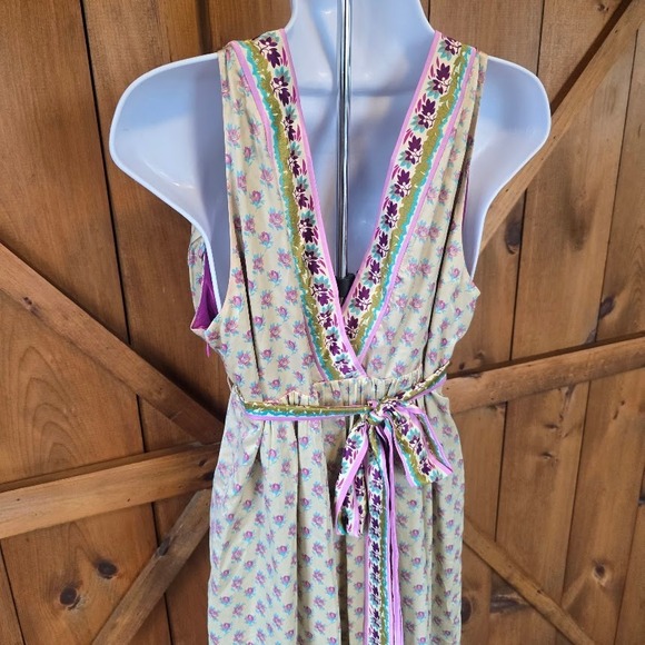 Mixit Midi Dress Womens 16 Multicolor Boho Paisley Floral Empire Waist Indie Y2K - Picture 6 of 13